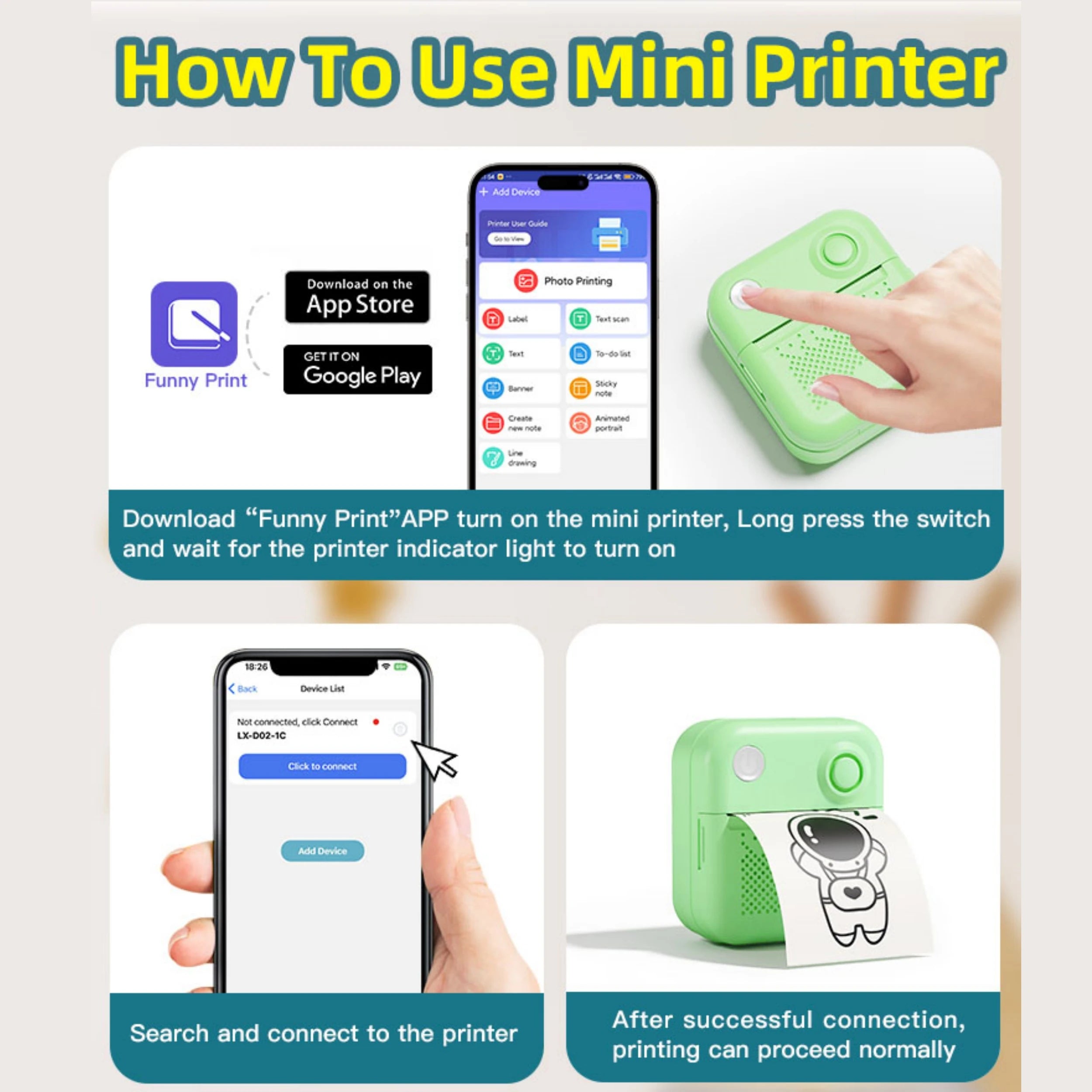 Mini imprimante thermique Bluetooth D3 – Sans encre